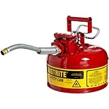 Justrite AccuFlow 7210120 Type II Galvanized Steel Safety Can with 5/8" Flexible Spout, 1 Gallon Capacity, Red