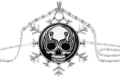 Pop Wild Retro Style Music Theme Horror Skull Snowflake Pendant Necklaces