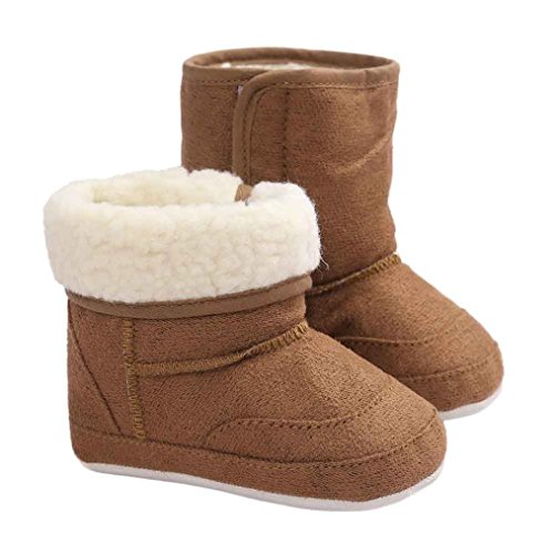 AMA(TM) Toddler Baby Girl Boy Snow Boots Soft Sole Crib Shoes Prewalker (6~12 Month, Coffee)
