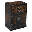 Handmade Oriental Furniture - 30" Antique Style Black Leather Wine Cabinet / Bar