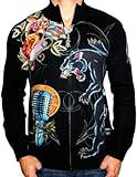 IMAGE OF CHRISTIAN AUDIGIER Ed Hardy Mens Panther Tattoo Platinum Mock Neck Knit Sweater Shirt