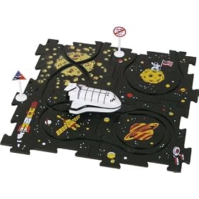 Multi-way space vehicle puzzle or jigsaw battery powered toy