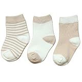 Happy Cherry ソックス ベビー 赤ちゃん 新生児 3足セット 綿 暖かい 肌に優しい 冬用 カーキ S