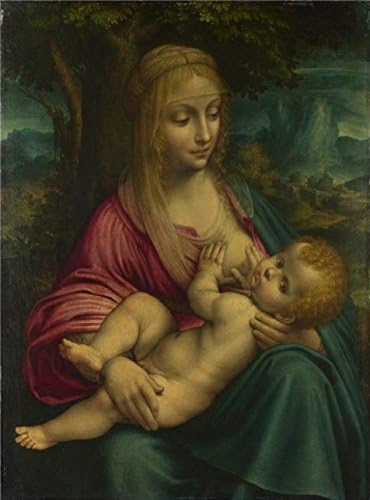 Cotton Canvas ,the Cheap but High quality Art Decorative Art Decorative Canvas Prints of oil painting 'Follower of Leonardo da Vinci - The Virgin and Child,after 1510', 12x16 inch / 30x41 cm is best for Game Room gallery art and Home artwork and Gifts