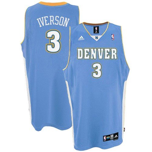 Adidas Denver Nuggets Allen Iverson Youth (Sizes 8-20) Swingman Road Jersey Small