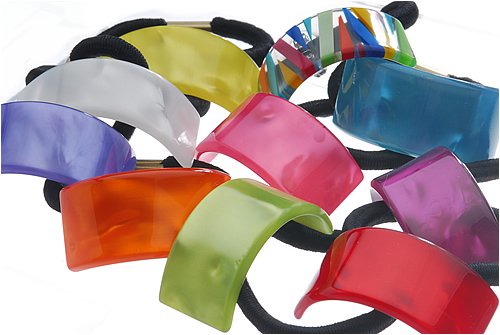 France Luxe Rectangle Ponytail Holder - Brights