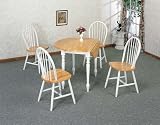 Drop Leaf Natural/White Farm House 5 Piece Dinette Set By Coaster Furniture