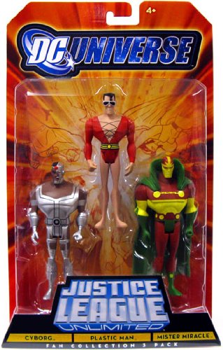  DC Universe Justice League Unlimited Plastic Man, Cyborg, and Mister Miracle