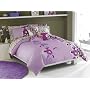 Roxy Purple and Green Floral Teen Girls Duvet Cover Set