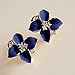 DDU(TM) 1 Pair Blue- Women Ladies Flower Rhinestone Ear Stud Earring Eardrop