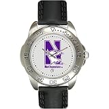 Northwestern Wildcats Suntime Mens Sports Watch w/ Leather Band - NCAA College Athletics