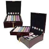 Poker PaulsonT Pharaoh Casino Top Hat 750 Chip Set with Mahogony Case