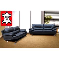 Sofa|Couch Athens|Garnitur|2er+3er|LEDER|schwarz