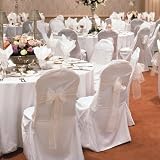 White Wedding Round Top Banquet Chair Covers-(set of 100)