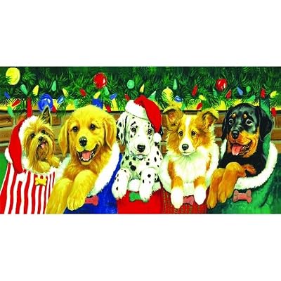 Stocking Puppies 500pc Jigsaw Puzzle by Linda Picken