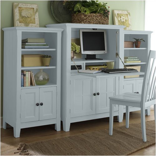 Riverside Furniture 52236 / 52241 Spring Street 37" W Drop Lid Computer Cabinet with Side Bookcase P