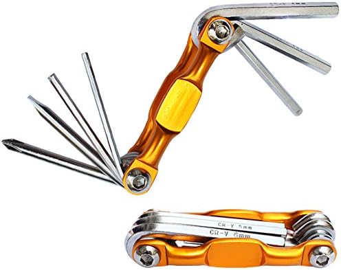 Mini Bicycle Tool 7-Function with Hex Wrench Screwdriver Bike Cycling Multitools Kits Set Cycle Zone (Gold)