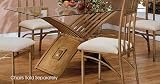 Review visiondecor Furniture  / Crossroad Style Matte Gold Metal Finish Dining Table w/Glass Top
