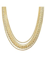 18 Karat Yellow Gold Over Sterling Silver 5-strand Multilink Necklace (20 inch)