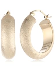 14k Yellow Gold 6mm Matte Polish Hoop Earrings