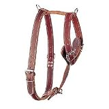 Two-Ply Latigo Roading Dog Harness model 174DS (Burgundy, M, neck strap adjusts 14-22 in. Chest 26-34 in.)