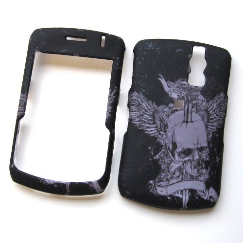 RIM BlackBerry Curve 8300 8310 8320 8330 Rubberized Snap On Protector Hard Case “Glory or Death Skull” Image Cover