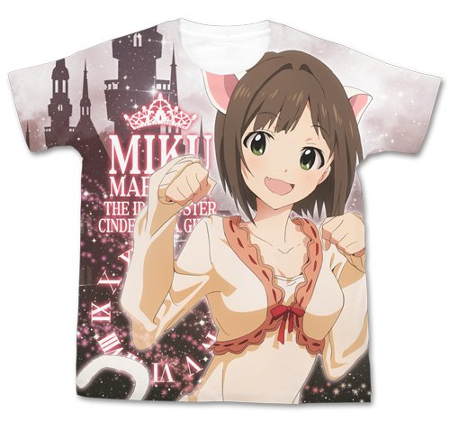 アイドルマスター シンデレラガールズ 前川みく フルグラフィックTシャツ ホワイト サイズ:L