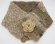 Handmade Neckwarmer or Short Scarf - Artisan Exotic Pure Llama Yarn with Pure Wool Accents - Pebble Browns (One-of-a-kind)