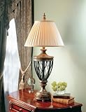 Murray Feiss One-Light Triomphe Collection Table Lamp, Liberty Bronze with Beige Textured Shantung/Double Soft Lined Shade # 9110LBR