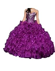 Beaded  Crystal Crystals Lace-Up  Organza Sweetheart  Ball Gown Pageant Dress/Prom Dress/Quinceanera Dress/Party Dress  With Ruffles