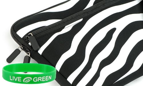 HP Mini 1150NR 10.1-Inch Zebra Netbook Neoprene Carrying Case - Dual Pocket Zebra Black White