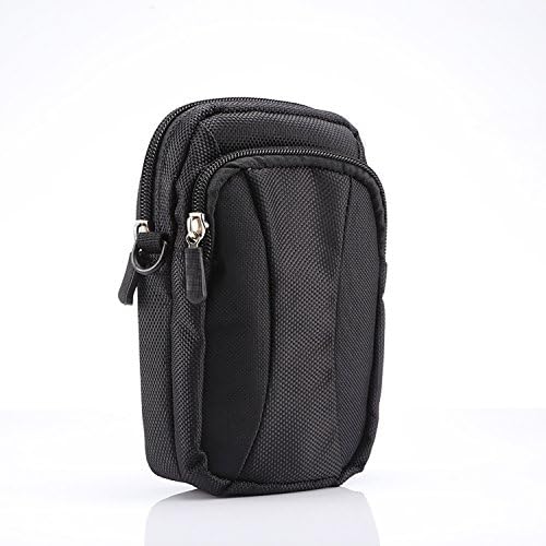 Outdoor Sports Nylon Phone Pouch with Armband, Adjustable Shoulder Strap and Climbing Hook Compatible to All Kinds of Mobile Phones Under 5.5/5.2 Inches (black(L))