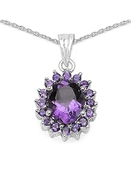 3.3 Carat Genuine Amethyst 925 Sterling Silver Pendant