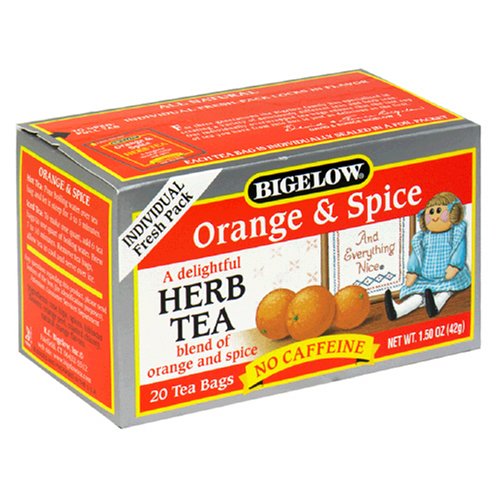 Bigelow Orange & Spice Herbal Tea, 20-Count Boxes (Pack of 6)
