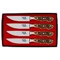 Buck Stag Steak 4 Pc Knife In Box With Blade Etched Bass