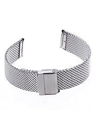 18mm Unisex Mesh Steel Watch Band Strap Bracelet Safety Buckle Silver Hot