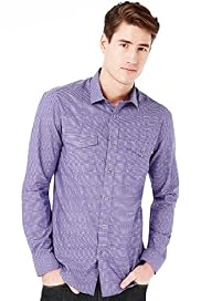 Autograph Pure Cotton Slim Fit Mini Gingham Checked Shirt