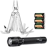 Leatherman LX-OUT-SET24  Outdoor-Set bestehend aus: Leatherman Wave inkl. Premiumholster und LiteXpress Workx 501 inkl. Marken-Alkalibatterien (LR20)