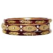 Set Of 3 Clay Bangles with Gold Design, Mirrors And Rhinestones