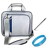 Silver and Blue Pinn Shoulder Bag Carry Case for Toshiba Thrive 10.1 Inch Tablet At105-T108 + Dual Sided Stylus Pen + SumacLife TM Wisdom*Courage Wristband