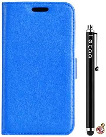 Locaa(TM) Samsung Galaxy Young2 G130h New Leather Case + Phone stylus + Anti-dust ear plug Deluxe Luxury Crystal Pearl Diamond Rhinestone eye-catching Beautiful Leather Retro Support bumper Cover Card Holder Wallet Cases - [Pure color Series] Blue
