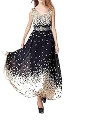 V-neck Floral Print Sleeveless Belted  Full Length  Ball Gown Evening Dress 