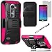 LG POWER CASE, Phonelicious For LG POWER L22C (Straight talk) / LG LEON C40 (TMOBILE / METRO PCS) Xtreme Heavy Duty Hybrid Armor Dual Layer Rhino Kickstand Belt Holster Clip Combo Rugged Case Tuff + LCD Clear Screen Phone Protector Combo & Phonelicious Pen Stylus (Pink Extreme)