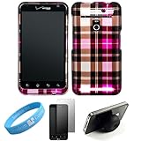 Hard Shell Durable Protective Two Piece Pink Plaid Design Snap On Case for  ....