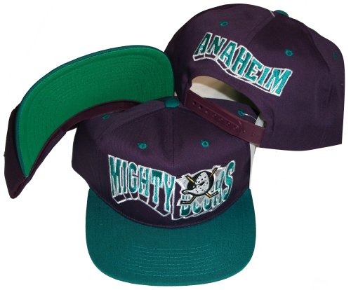 Anaheim Mighty Ducks Script Two Tone Snapback Adjustable Snap Back Hat / Cap