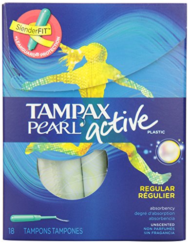 Tampax Regular Absorbency, Unscented Plastic Applicator Tampons, 18 Count
