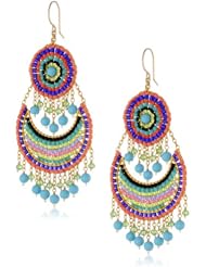 Miguel Ases Turquoise and Multi-Color Small Bohemian Drop Earrings
