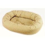 Bowsers Lemon Check Donut Dog Bed (Lemon Check, Medium (35in x 27in))