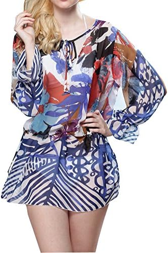 Fashion Womens Retro Floral Print Super Soft Beach Bikini Swimwear Cover-up (Floral)