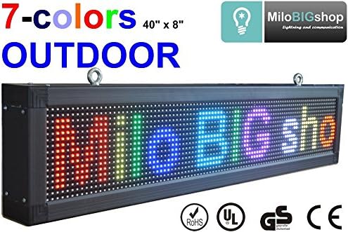 OUTDOOR LED Scrolling Sign RGB 7 Color SMD, FREE fast DHL shipping, Programmable message Display 8" X 40", LED Banner, Great for Restaurant, Bar, Home, Office, Store, Window, Walls.